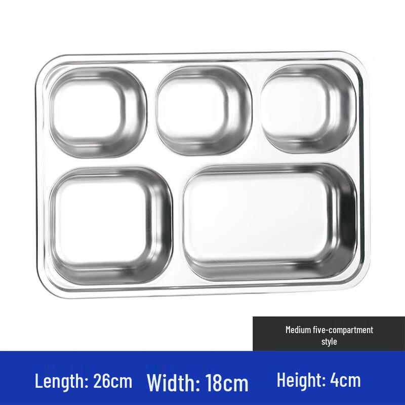 304 Stainless Steel Divided Lunch Tray with Lid