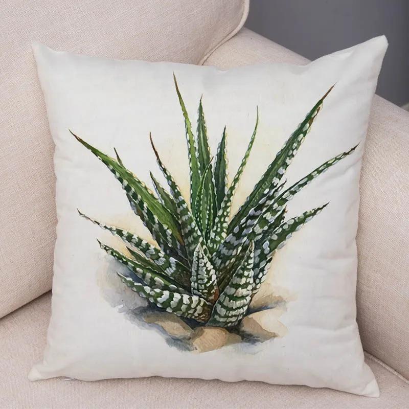 Watercolor Succulents Decorative Pillowcase Office Living Room Car Ornaments Home Pillowcase