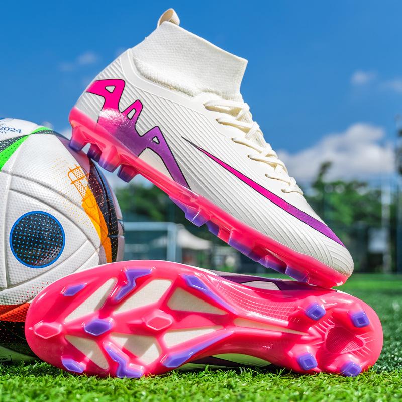 Pink football shoes men's new long nails youth sports training shoes grass broken nails training game shoes