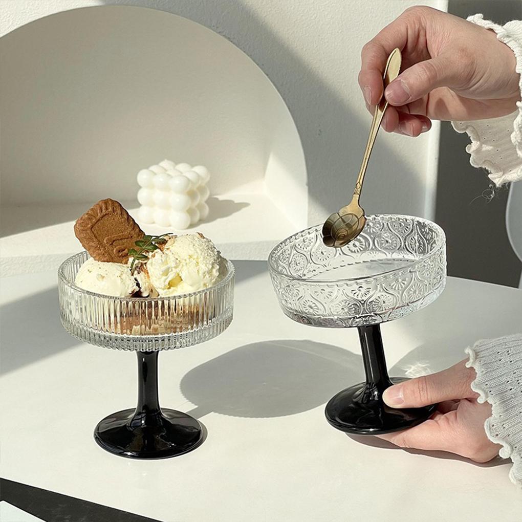 2025 Neue Glas Eisbecher Robuste Konstruktion Gerippte Coupé-Gläser Champagner-Coupé-Gläser Softserve-Becher 200ML