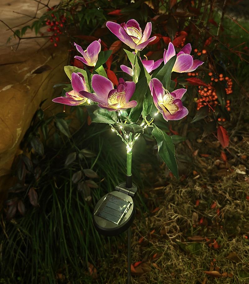 Popular Solar Orchid Lawn Light: LED Decorative Festival Garden Lamp for Patio, Courtyard, Park