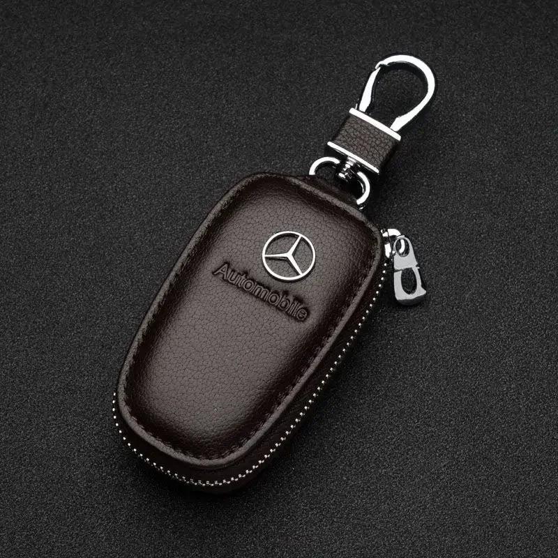 AABHZ1 Car Key Bag for Mercedes Benz Leather Keychain Protective Storage Case W212 CLA SEL SL SLK S W210 W203 W204 W210 W211 hub cap