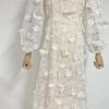 Australian Summer 2024 Floral Round Neck Hollow Waist Long Dress for Women