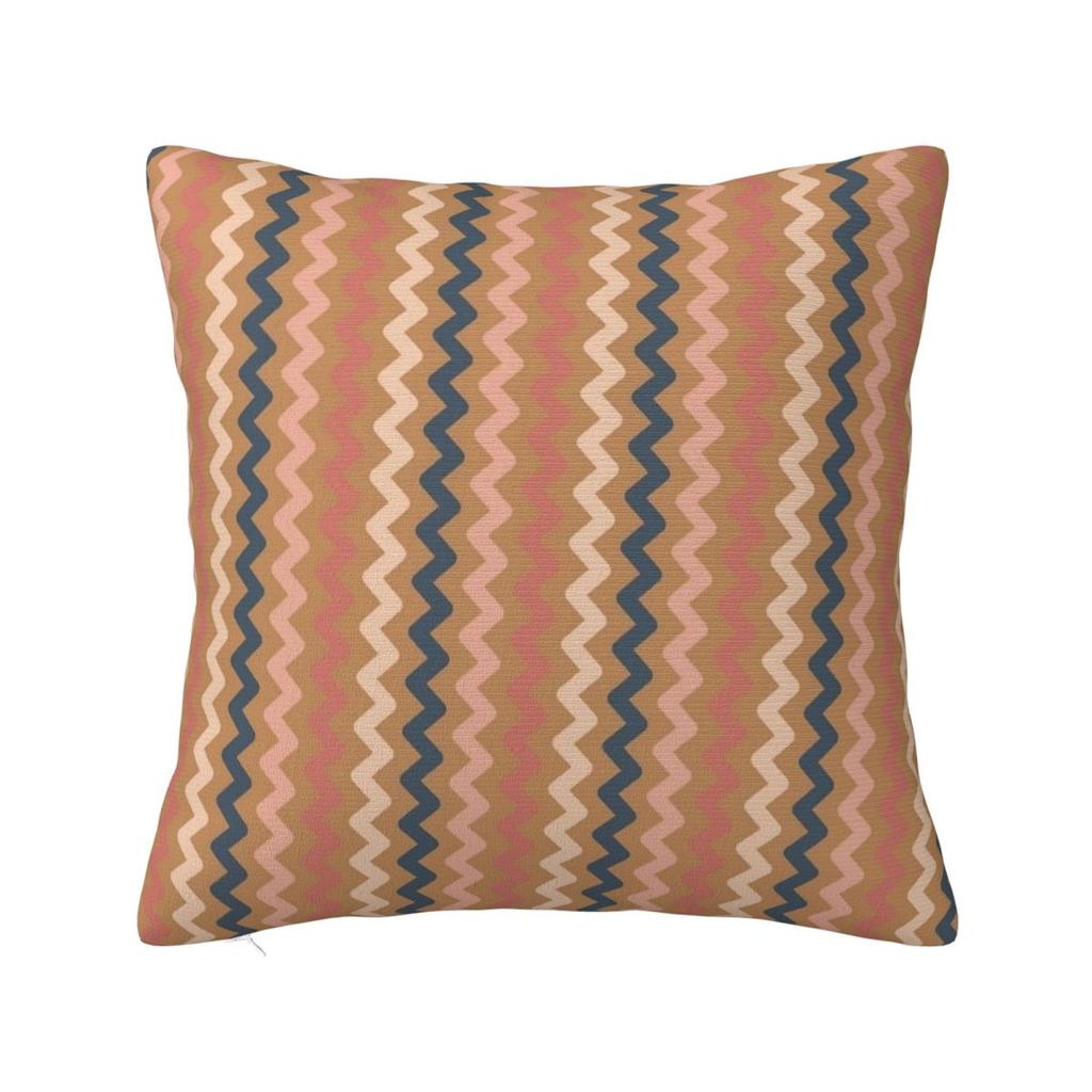 Earth Toned Waves Zigzag Pillowcase Polyester Cushion Cover Gift Wavy Throw Pillow Case Cover Home Zipper 40*40Cm