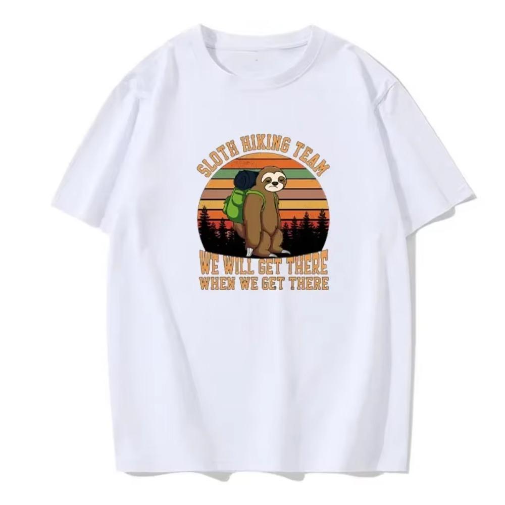 Summer Men's Fun Sloth Animal Print T-shirt Round Neck Cotton European Size Casual Fashion Versatile T-shirt Summer Men's Top