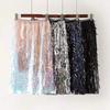 Super Dazzling Colorful Tassel Sequin High Waisted Wrapped Hip Skirt, Half Skirt, Colorful Beaded Slim Fit Skirt for Women
