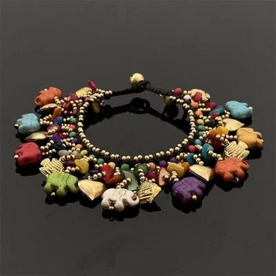 Bohemian Style Elephant Charm Bracelet - Wax Thread Weaving, Women's DIY Jewelry Accessories, Bracelet Charm Making Materials