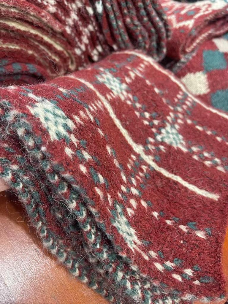 2024 Women's Red Wool Blend Scarf - Warm, Versatile, Christmas Winter Accessory