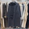 2025 Autumn/Winter Korean Style Mid-Length Double-Sided Cashmere Wool Coat with Scarf