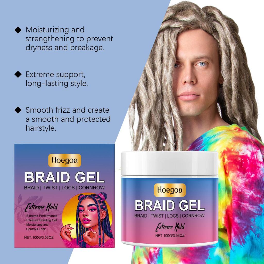 Edge Control Braid Styling Gel Control Frizz and Edges Gel Smooth Hair Wax Frizzy Hair Edge Styling Gel 100g
