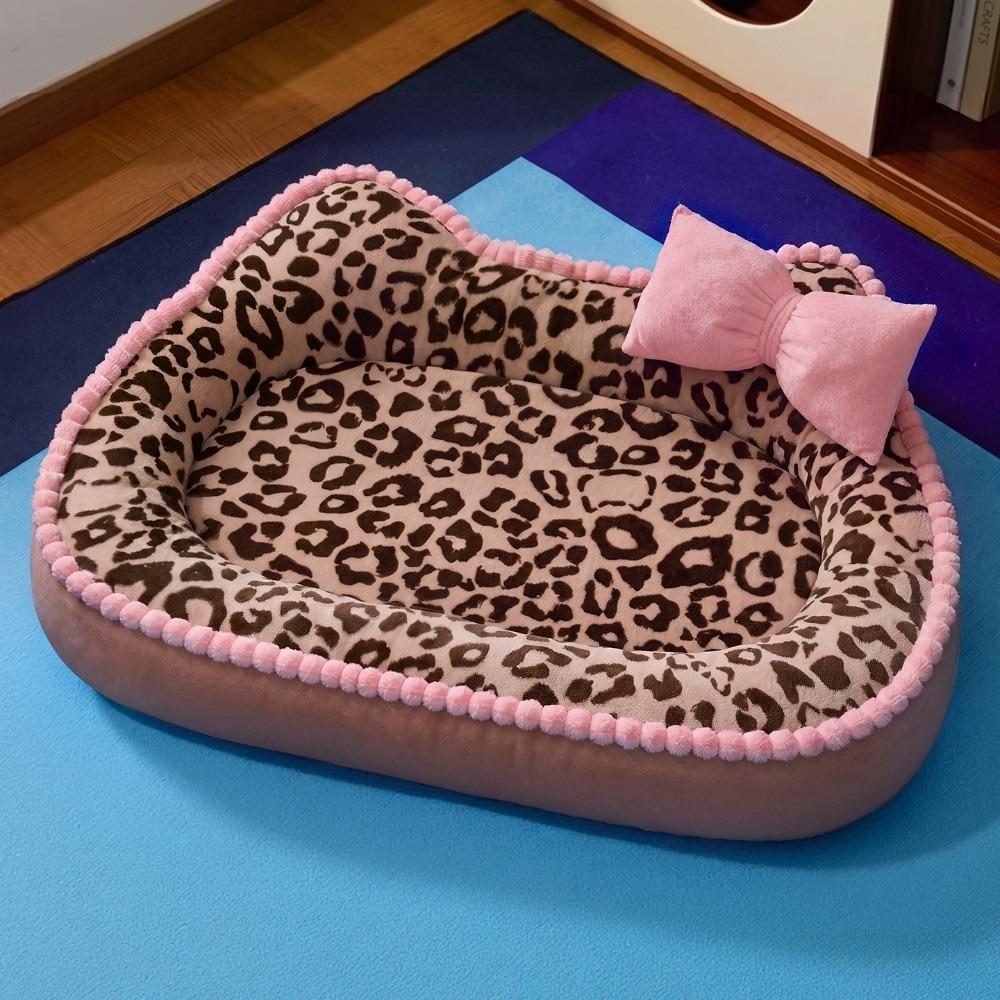 Leopard-print Cat Dog Sofa Bed Four Seasons Cat Sleeping Mat Pet Cushion Bed Pet Sleeping