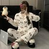 Cartoon Sausage Dog Plus Size Women's Long Sleeve Pajama Set for Spring/Autumn