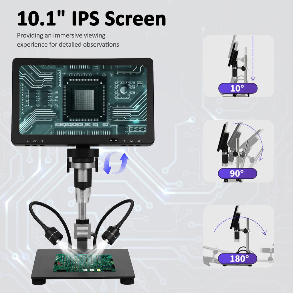 DM12 Digitales Lötmikroskop 1500X 10,1 Zoll IPS-Bildschirm Foto-Video-Mikroskop Münzmikroskop