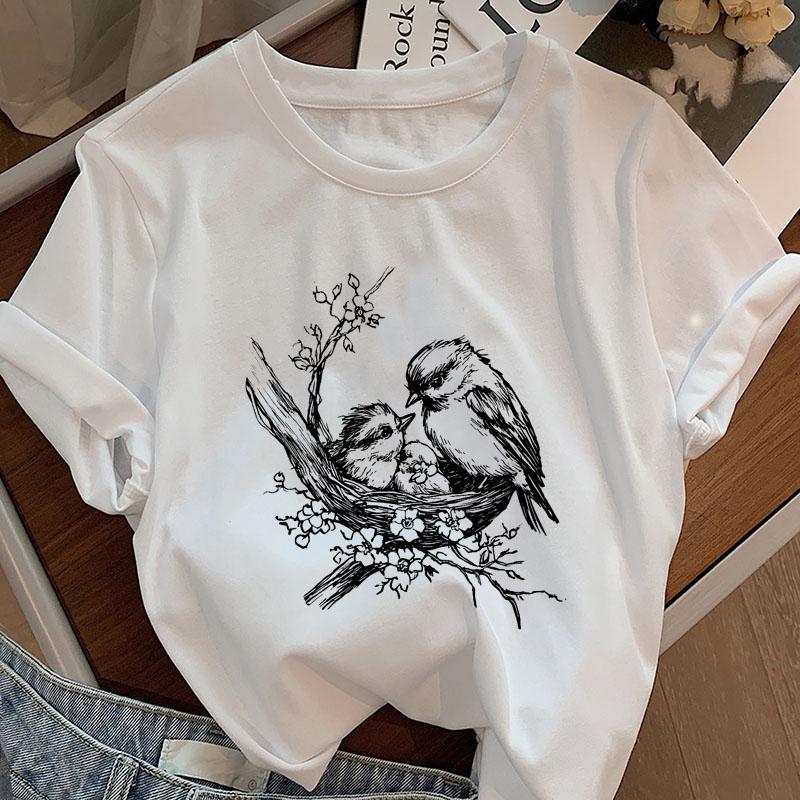 Chickadee Bird TShirt Funny Cute Bird T Shirt Nature Lover Tee Casual Summer Cotton Short Sleeve Round Neck Tees Clothes