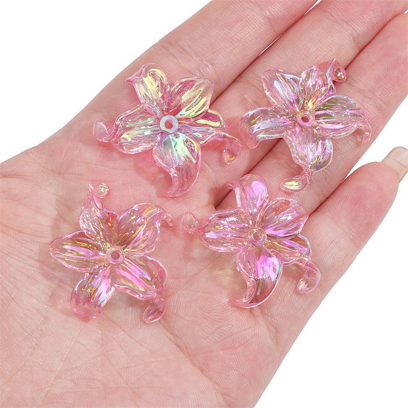 

Разноцветные акриловые бусины в виде пятилепестковых цветов для изготовления заколок для волос и аксессуаров для одежды своими руками 30x30mm, Hole 1mm, 4 pieces/bag розовый