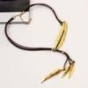 Bohemian Damen Strass Feder Anhänger Kunstleder Seil Halskette Schmuck
