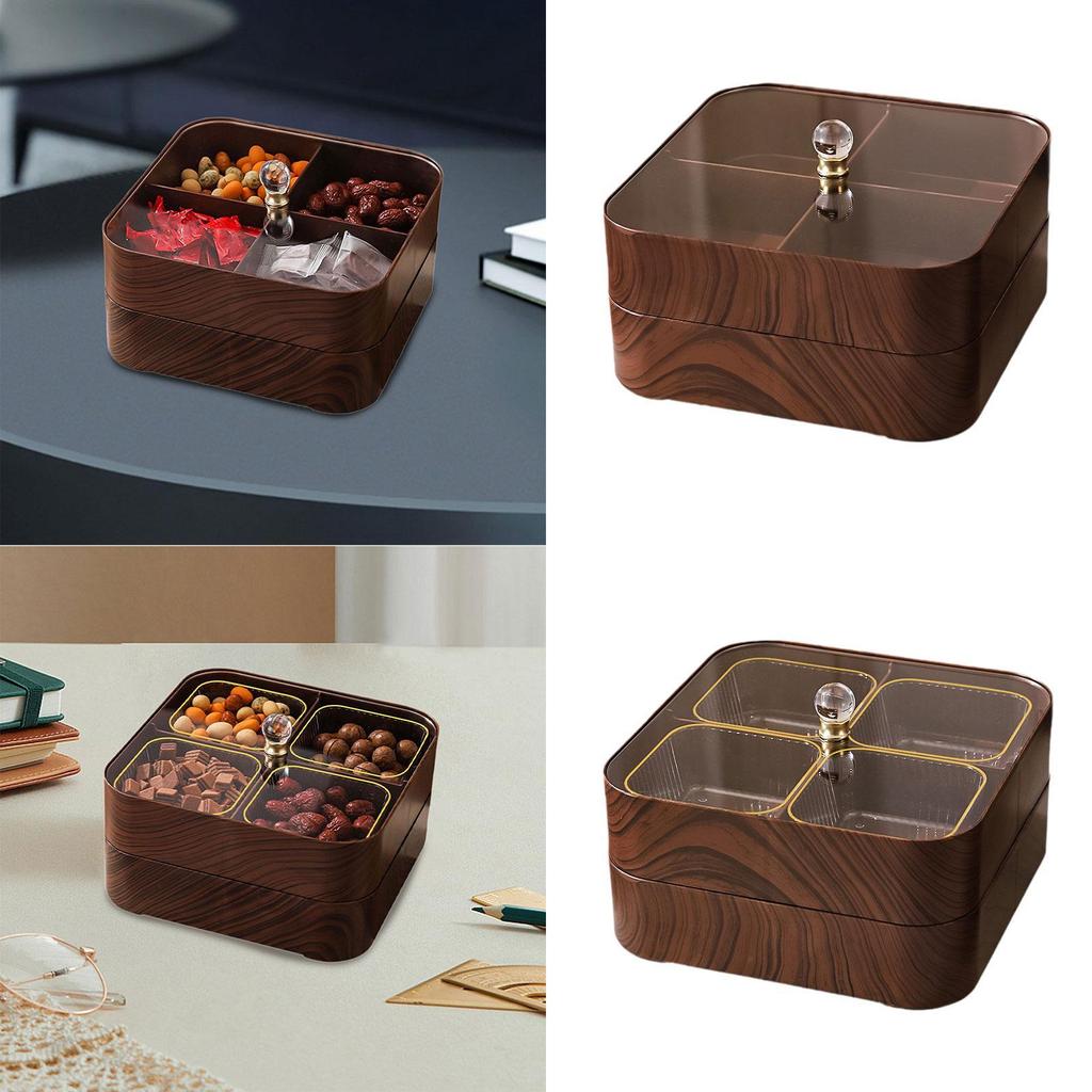 Divided Serving Tray with Lid Decorative Wood with Clear Lid Serving Platter