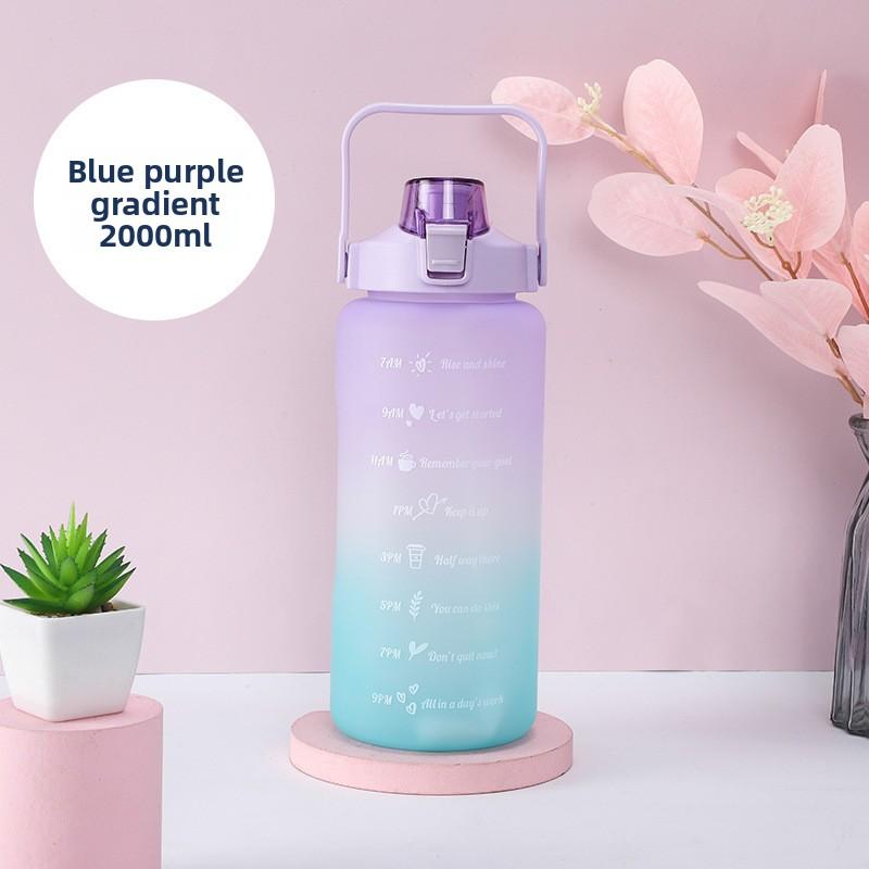 Gradient Color Sports Water Cup, Large-capacity Frosted Space Cup, Portable Outdoor Portable Sports Gradient Water Bottle