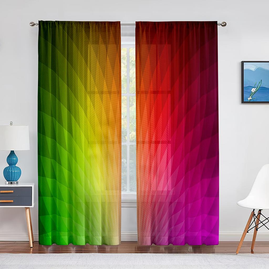 Regenbogen-Fantasie, allmähliche Veränderung, Kunst, Tüll in transparenten Vorhängen für Wohnzimmer, Schlafzimmer, Küche, Dekorbehandlung, Chiffon-Vorhang, Jalousie