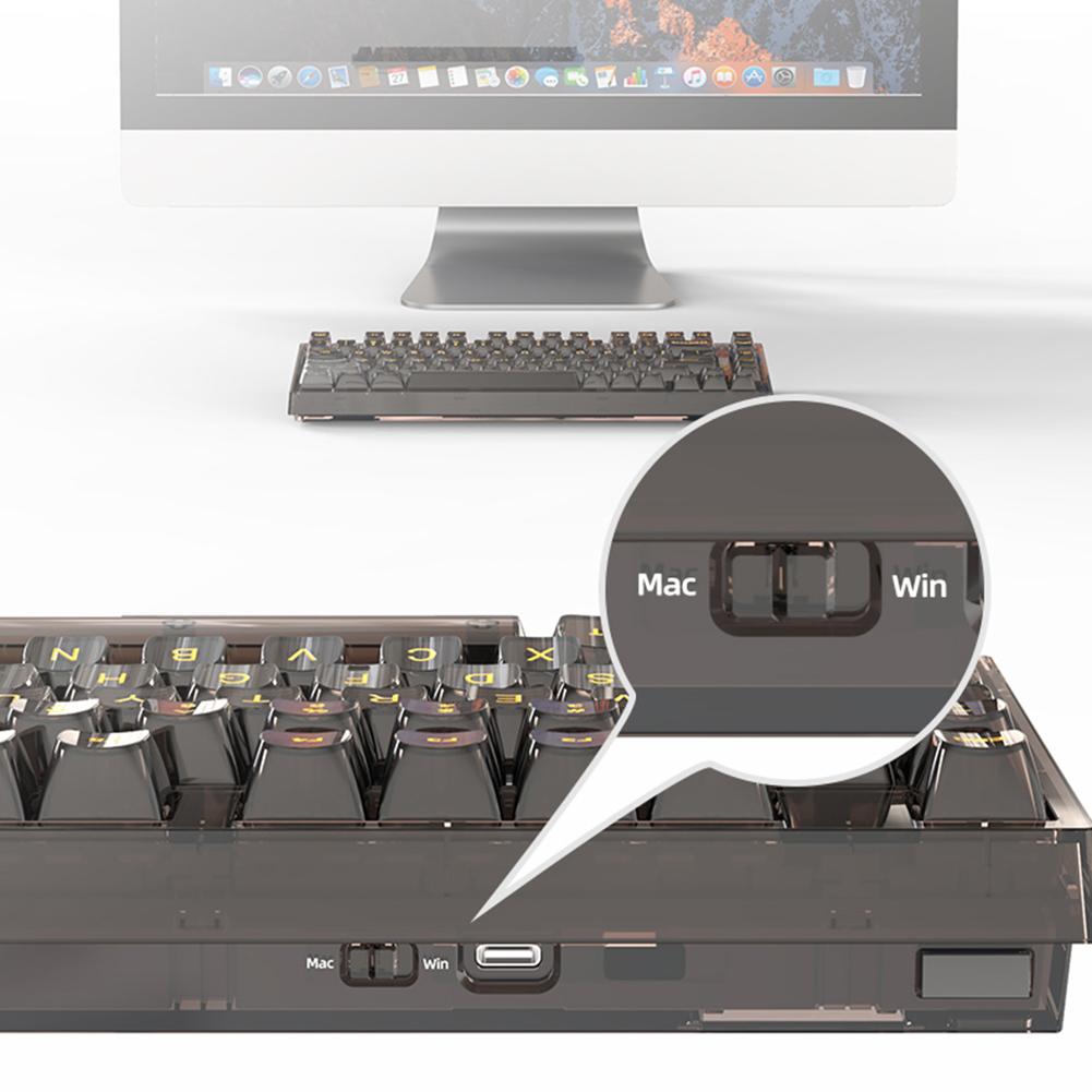 82 Keys Mechanical Hotswap Keyboard 3 Modes Crystal Gaming Keyboard Bluetooth-compatible RGB Light Hot Swap for Desktop Computer