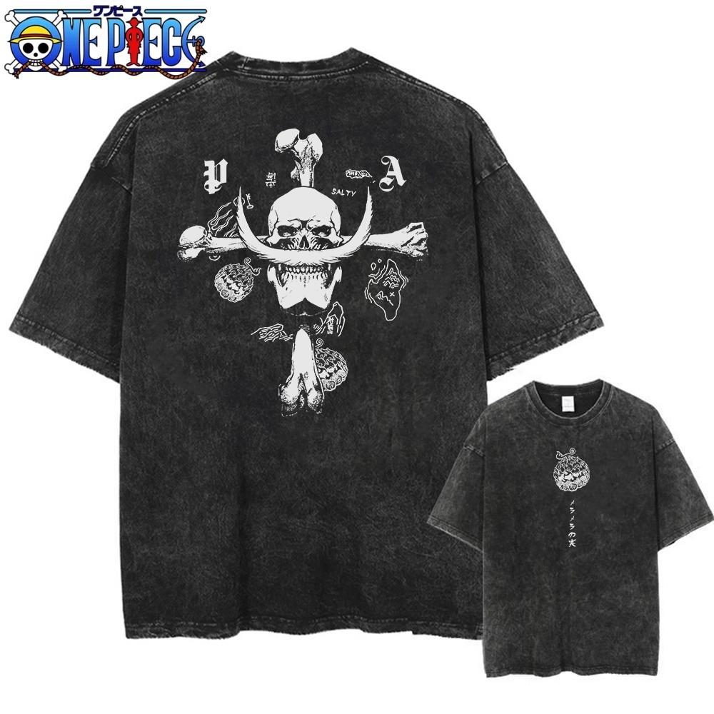 New Anime One Piece Luffy Washed T Shirt Men Printed Cotton Parentchild TShirt Tees Oversized Fashion Streetwear Unisex M
