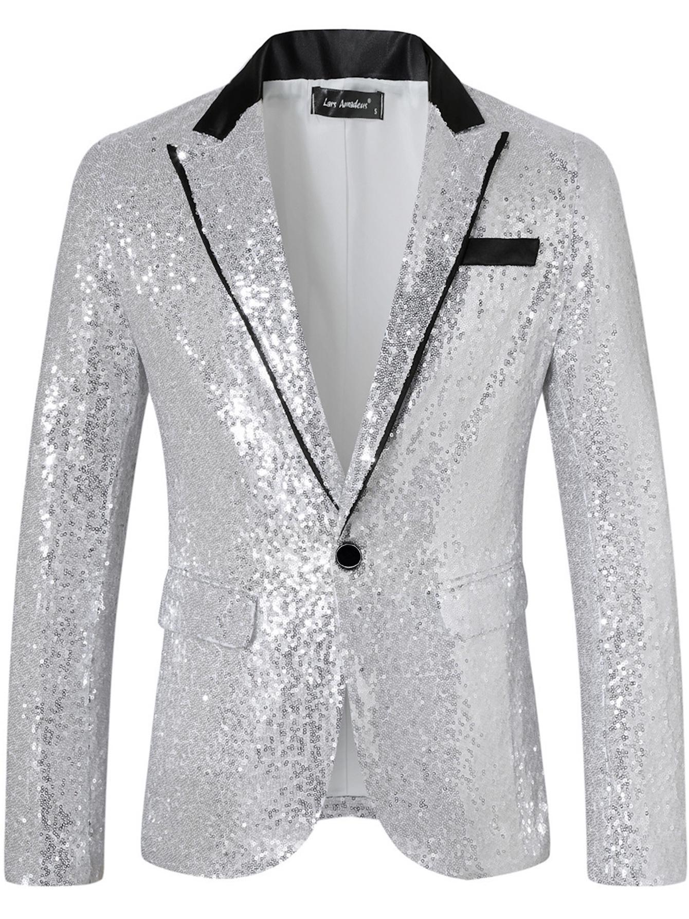 

Men s Disco Sequin Suit Jacket - Autumn/Winter X21 Collection XL серебряный