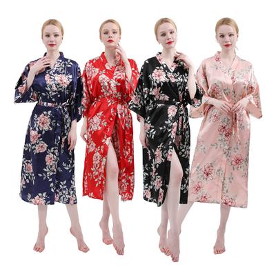 Frühling und Herbst Lange Imitation Seide Sexy Damen Home Robe Mode Temperament Elegante Süße Koreanische Version der Seide Mutter Morgen Robe Hause