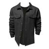 Herren Herbst Winter Einfarbiges Hemd Revers Langarm Pattentaschen Jacke