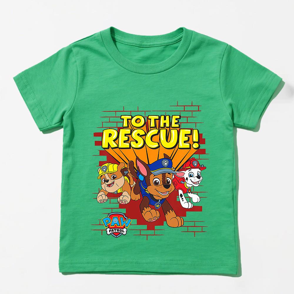 Kids Cotton T Shirt PAW Patrol To The Rescue Cartoon Print Casual Short Sleeve Tee Boys Girls Summer Tops Children Clothing