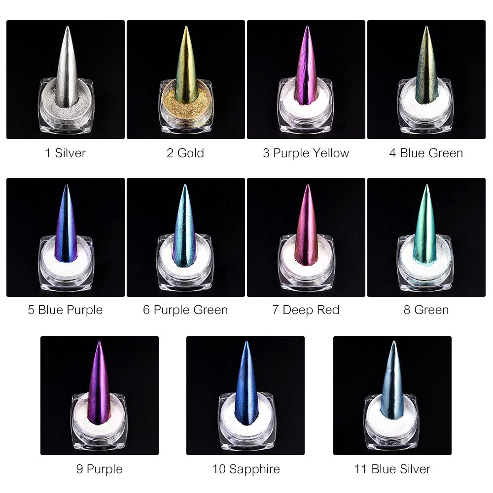 kads 1g/Box Gold Sliver Nail Glitter Powder Mirror Shining Nail Art DIY Chrome Pigment Glitters Chrome Pigment Powder Dust Nails