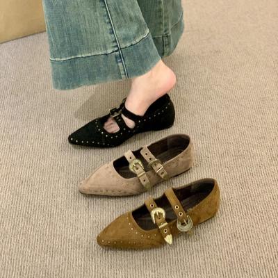 Retro Pointed Head Shallow Mouth Inner Height Increase Single Shoes Women's 2025 New Design French Late Evening Wind Mary Jane Shoes