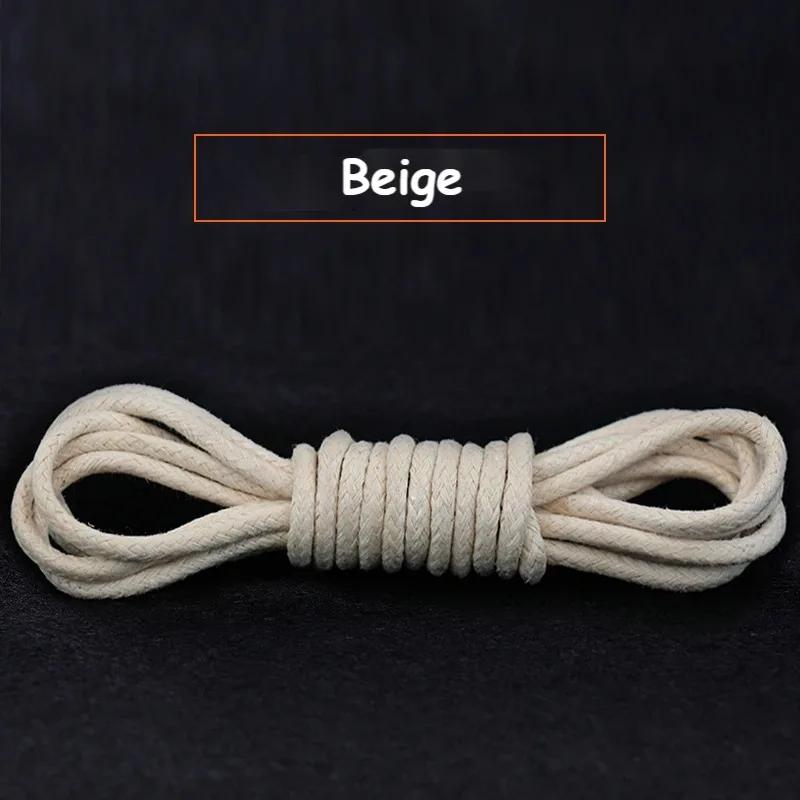 1Pair Cotton Waxed Shoelaces Men's Black Waxing Business Leather Shoelaces Boots Leather Boots Round Shoe Rope Linen Fine Laces