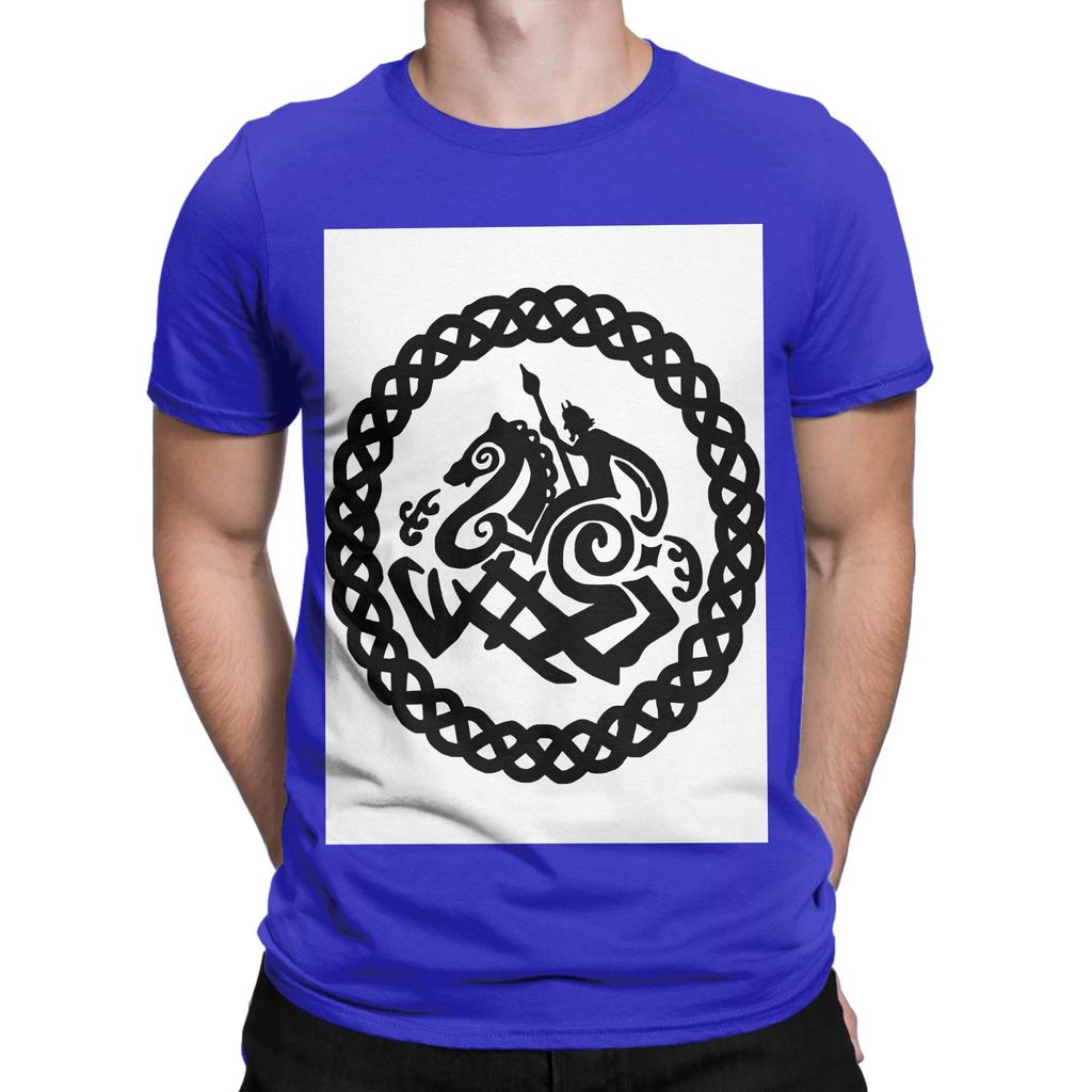 Norse Odin and Sleipnir in Knot Circle Funny 100 Cotton TShirt Sleipnir Tops Tees For Unisex