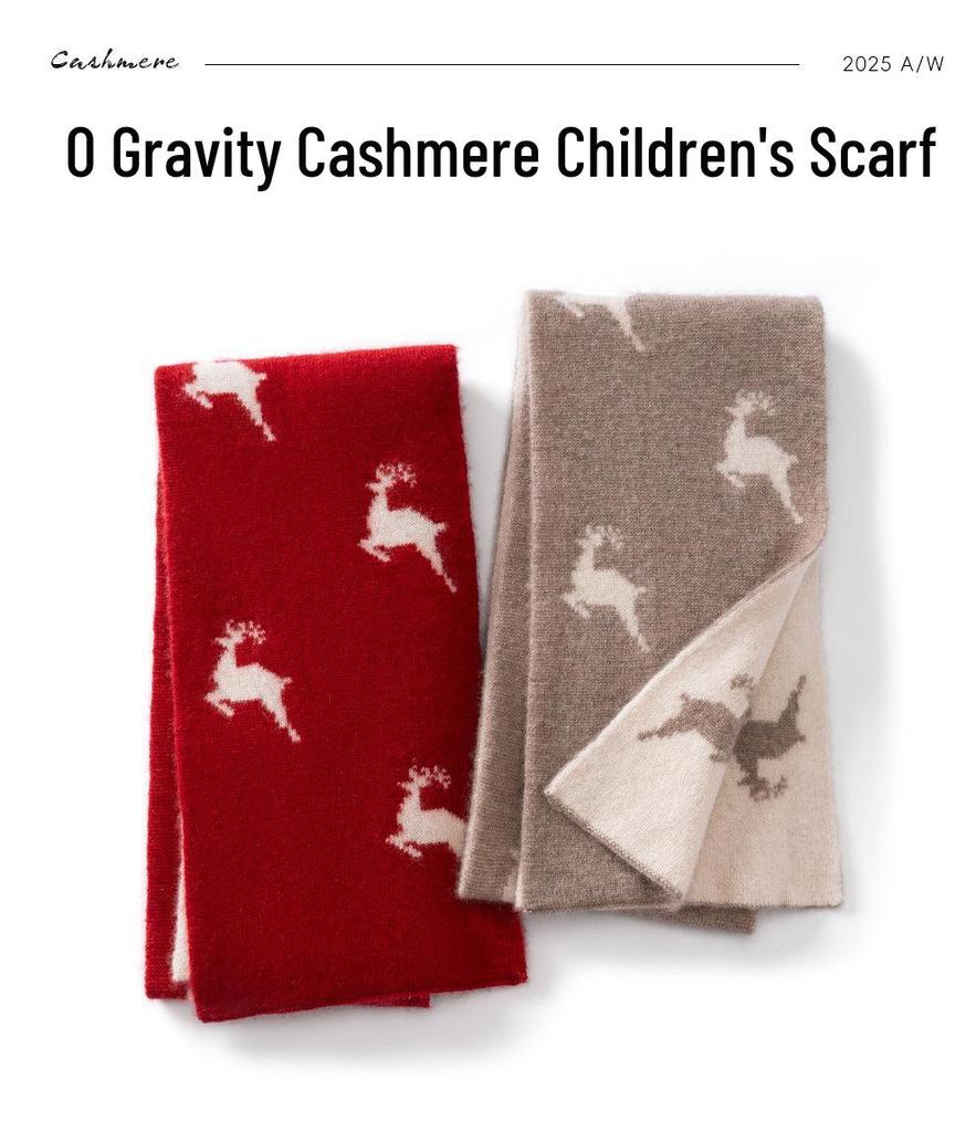 Children's Cashmere Scarf: New Autumn/Winter Warm Neck Gaiter & Shawl with Little Deer Design