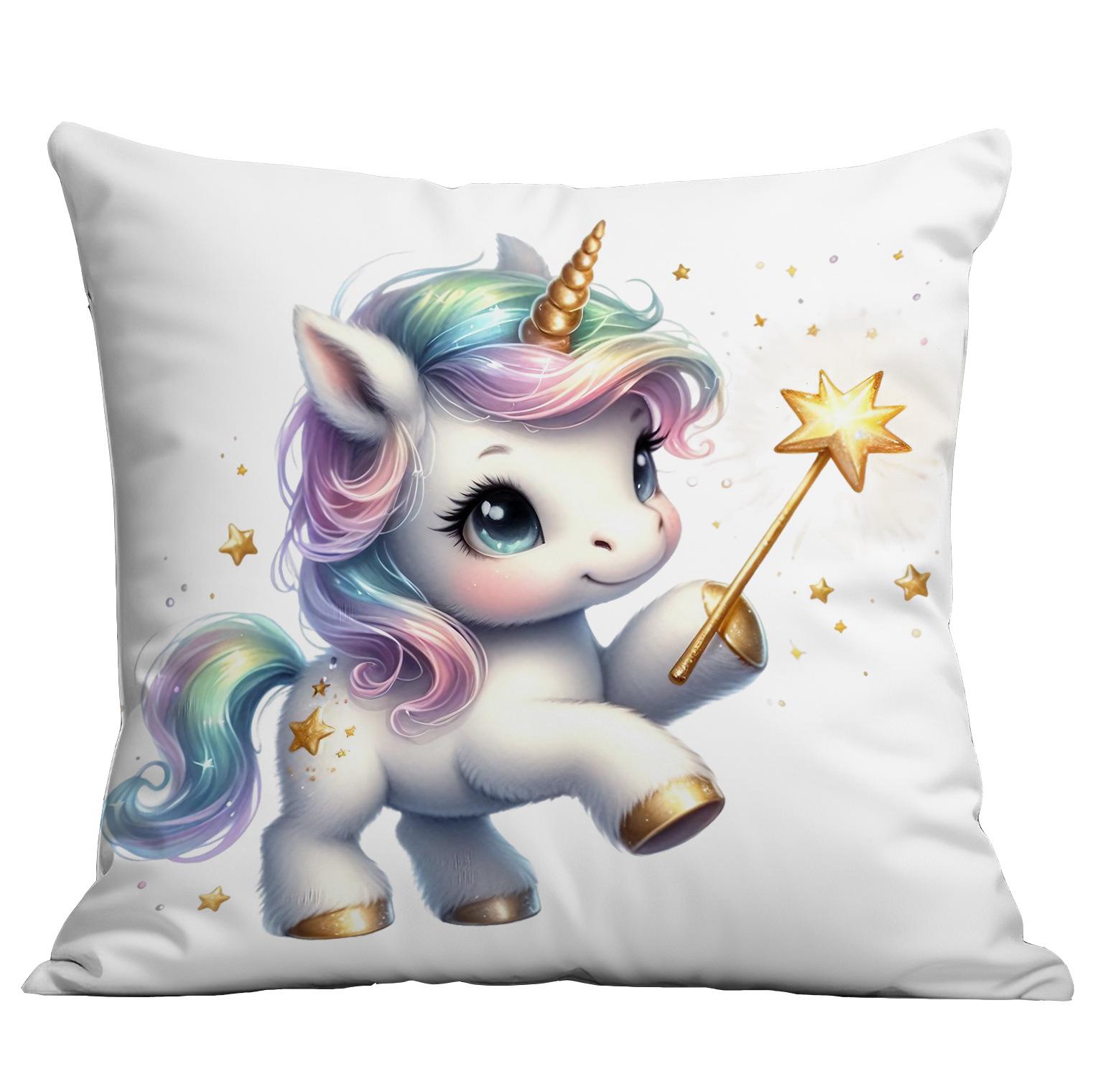 

Новая наволочка из короткого плюша, милая мультяшная наволочка с принтом единорога, наволочка для диванной подушки 45 * 45Cm