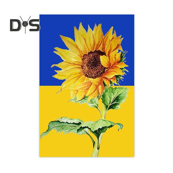 

1/2/3 шт. Прапор соняшника 12 x 18 Патріотичний український національний прапор Двосторонній вуличний знак для саду, заднього двору, настінного декору 1pc