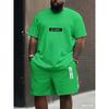 Men's Plus Size T-shirt Set Summer Short-sleeved Shorts Suit Fashion Classic Retro Print Suit Casual and Breathable Suit for Man