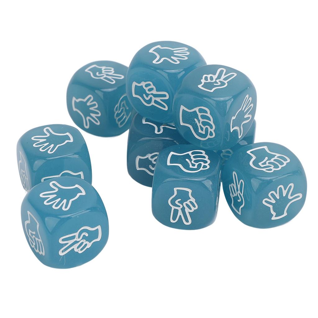 10pcs Finger Guessing Dice Luminous 6 Sided Lightweight Rock Scissors Paper Dice Set for Board Game