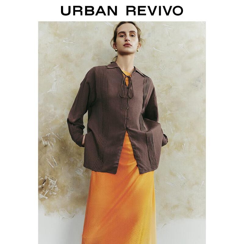 UR Women s Pleated V-Neck Tie-Front Shirt M