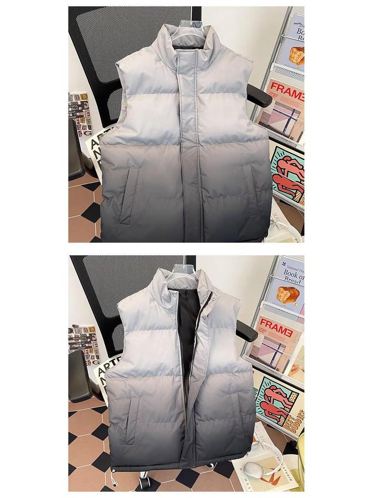 Unisex Gradient Stand Collar Winter Vest - Fashionable, Casual, and Versatile Outerwear