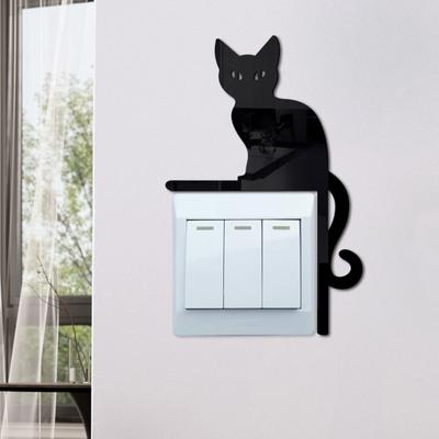 DIY Wandaufkleber Spiegeleffekt Roman Halloween Tür Ecke Zeichen 3D Katze Schalter Aufkleber