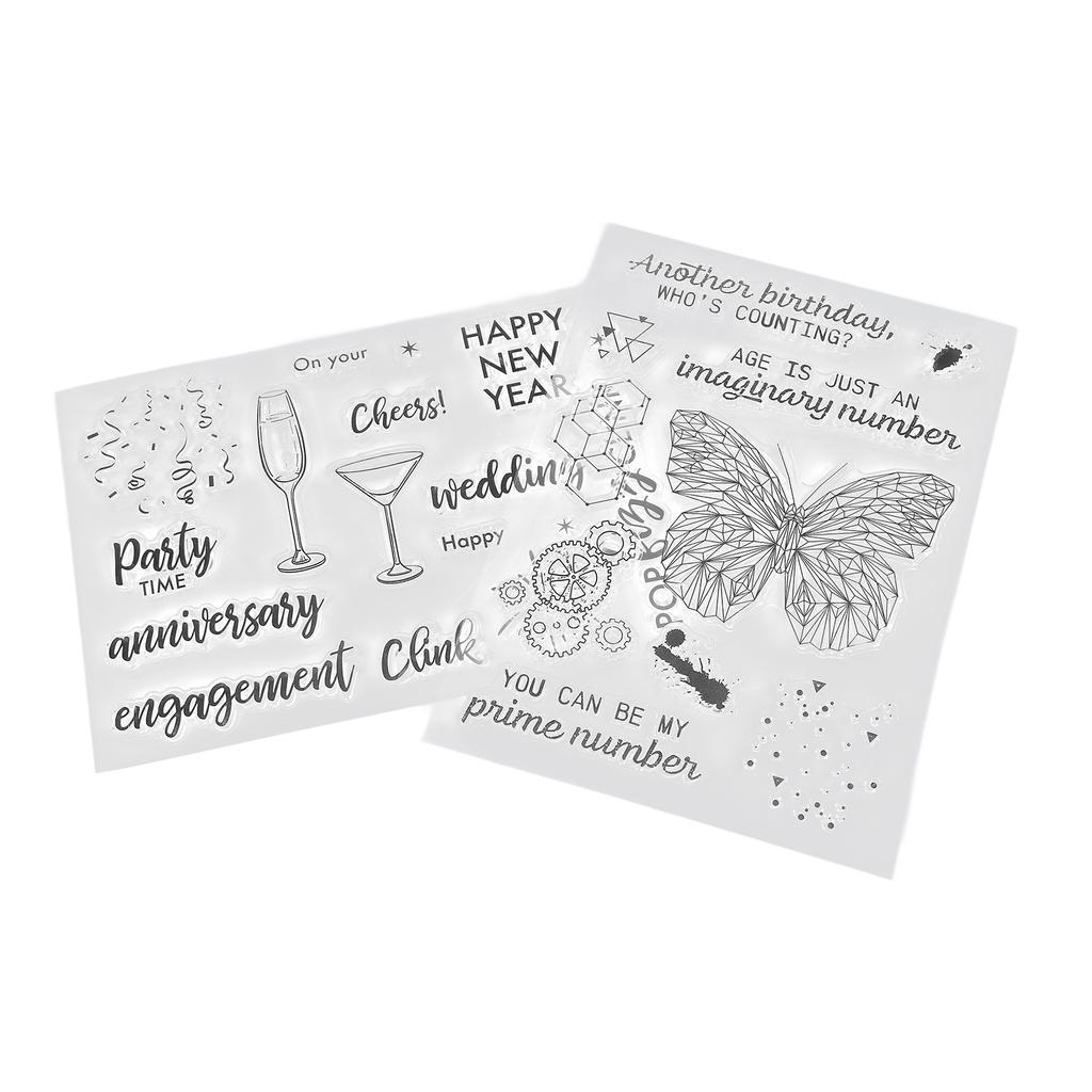 2Pcs Clear Stamp Set  Clear Imprint Healthy Nonirritating Recyclable Practical Transparent Stamps