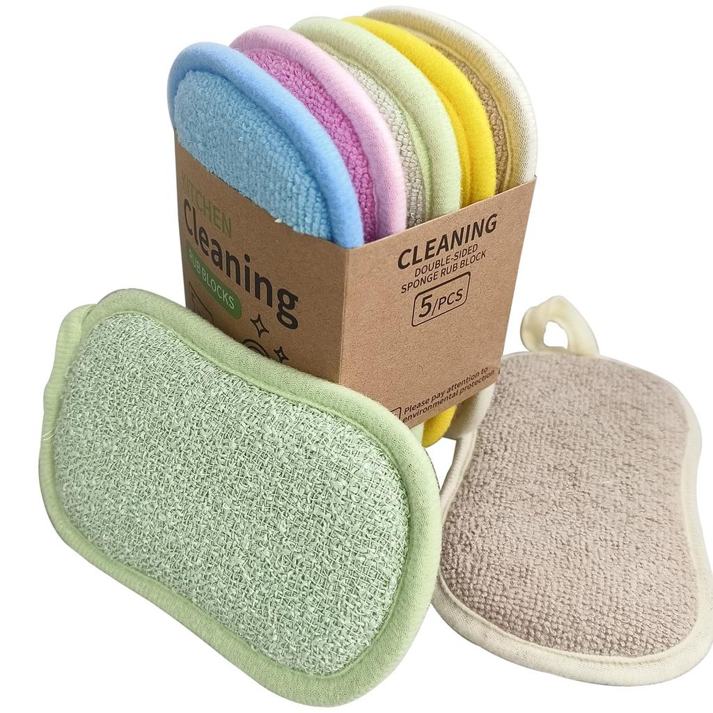 10pcs,Kitchen Cleaning Sponges, Double-Sided Scrub-it - Non-Scratch Microfiber Sponges for Cleaning,  Assorted Colors