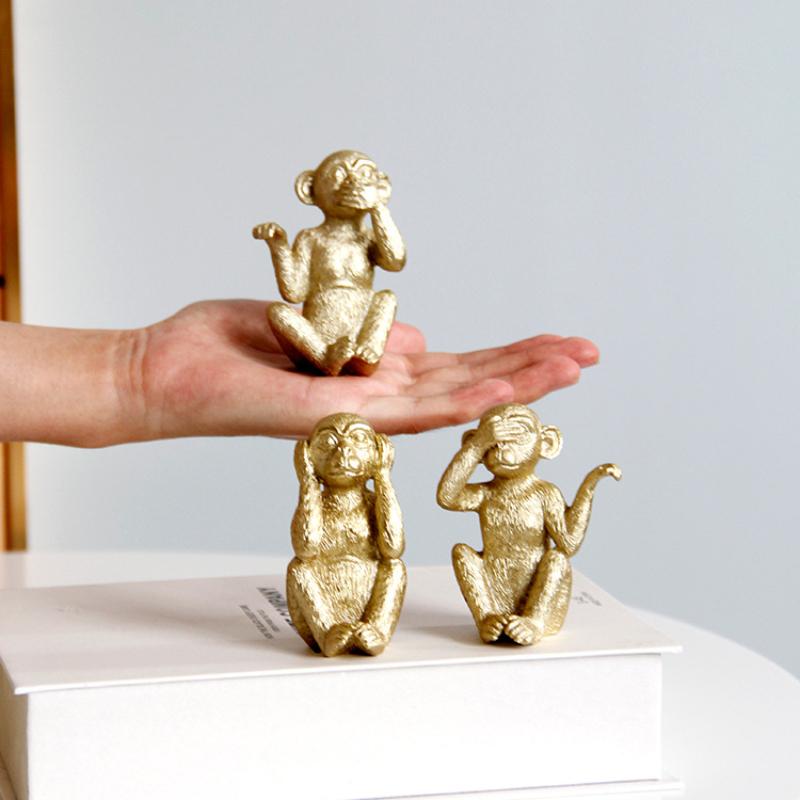 3pcs/set Miniature Monkey Figurines Home Decorative Ornament Crafts for Home Bedroom Dormitory Dormitory Decoration