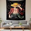 Monkey D Luffy One Piece Wall Tapestry Straw Hat Red Vest Abs Holding Brim Anime Decor for Game Room Bedroom Gift for Fans