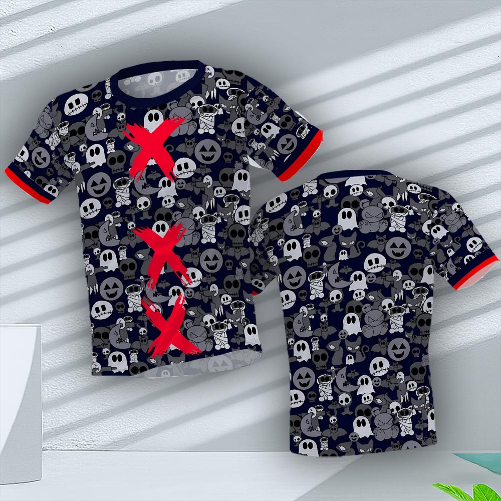 Summer Round Neck Halloween Fun Graphic 3D Printed Top Fashionable Casual Short Sleeved Children's Boy and Girl Kids Unisex T-shirts