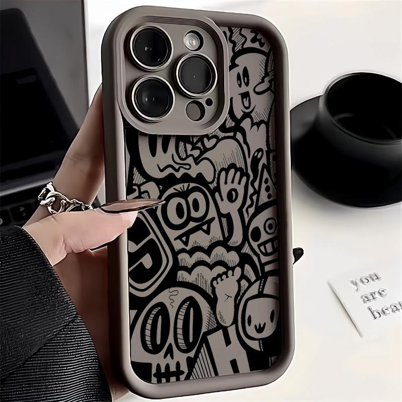 Black Graffiti Phone Case For Xiaomi 14T Pro 13 12 11 Lite 5G 14 13T 12T Poco F6 F5 X6 X5 X3 M6 Pro 4G Silicone Shockproof Cover