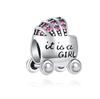 925 Silver Love Footprints Bead Double Pendant Charm for DIY Bracelet Jewelry Making Gift for Boy Girl Friend