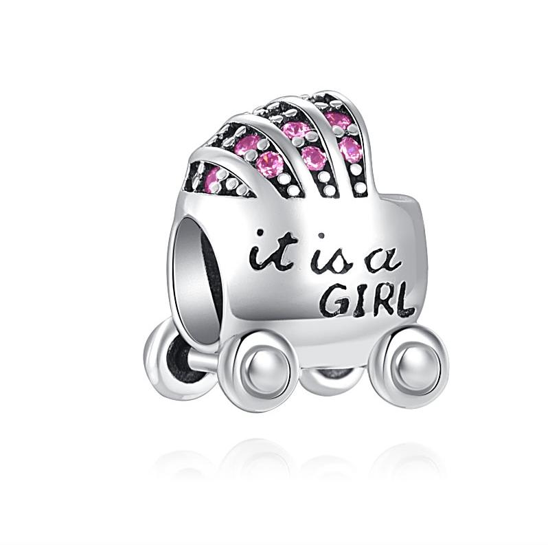 925 Silver Love Footprints Bead Double Pendant Charm for DIY Bracelet Jewelry Making Gift for Boy Girl Friend