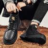 New Men's Mid-High Top Boots Round-toe Cycling Shoes Casual Work Fashi Outdoor N-slip Trendy Versatile Business Leather Shoe